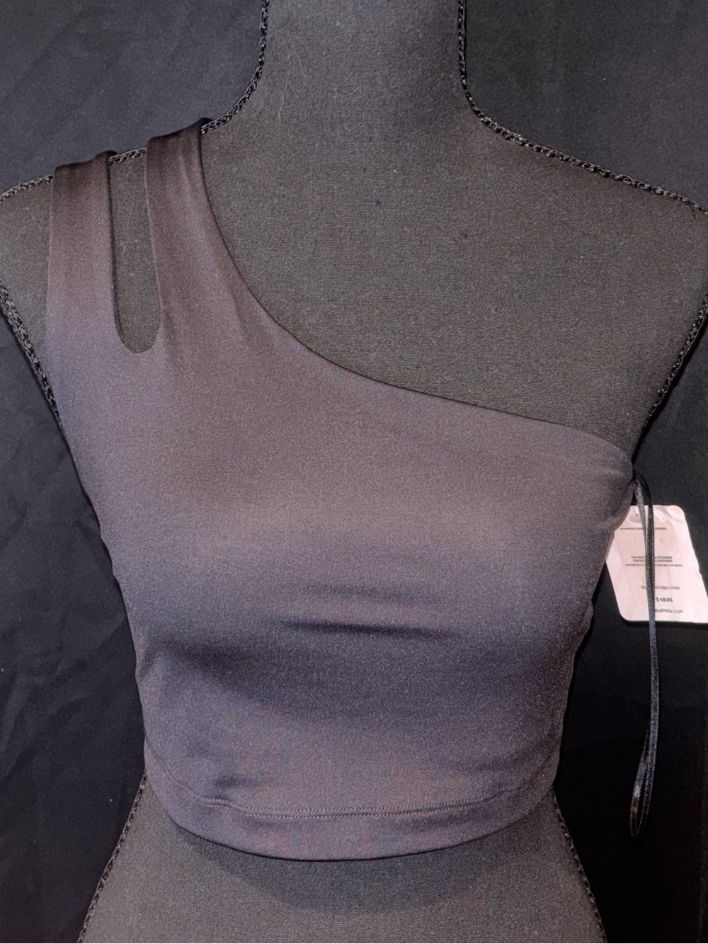 Fabletics Black One Shoulder Cutout Cropped Athletic Tank Top